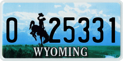 WY license plate 025331