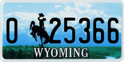 WY license plate 025366