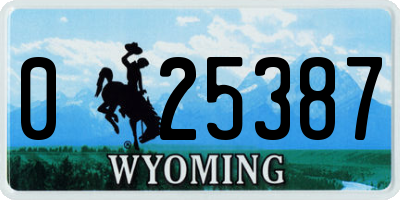 WY license plate 025387