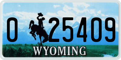 WY license plate 025409