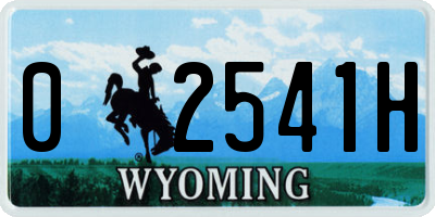 WY license plate 02541H