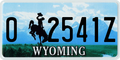 WY license plate 02541Z