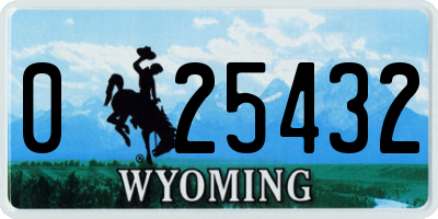 WY license plate 025432