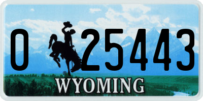WY license plate 025443