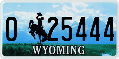 WY license plate 025444