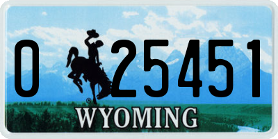 WY license plate 025451