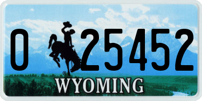 WY license plate 025452