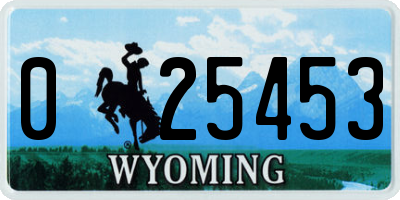 WY license plate 025453
