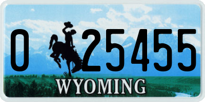 WY license plate 025455