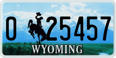 WY license plate 025457
