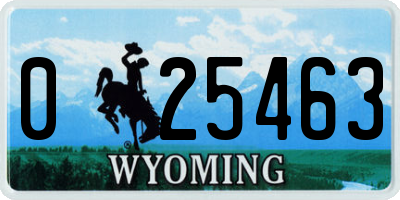 WY license plate 025463
