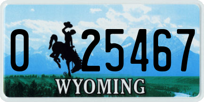 WY license plate 025467