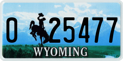 WY license plate 025477