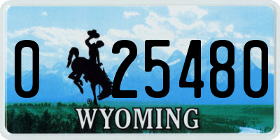 WY license plate 025480