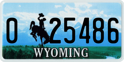 WY license plate 025486