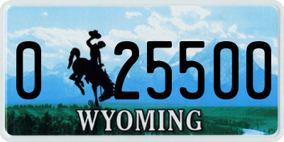 WY license plate 025500