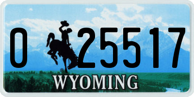 WY license plate 025517