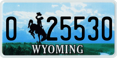 WY license plate 025530