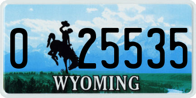 WY license plate 025535