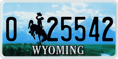 WY license plate 025542
