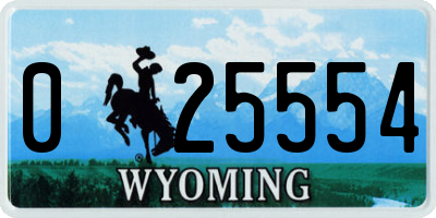 WY license plate 025554