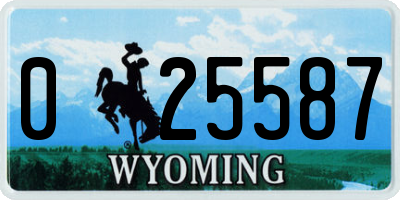 WY license plate 025587
