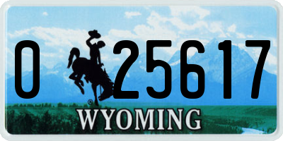 WY license plate 025617