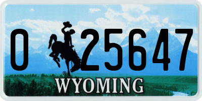 WY license plate 025647