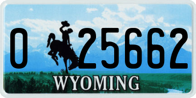 WY license plate 025662