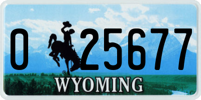 WY license plate 025677