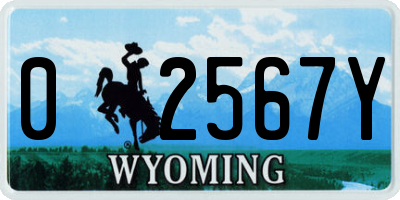 WY license plate 02567Y