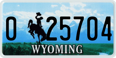 WY license plate 025704