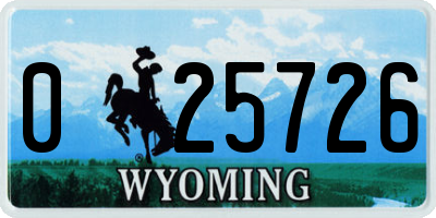 WY license plate 025726