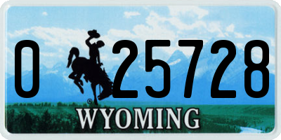 WY license plate 025728