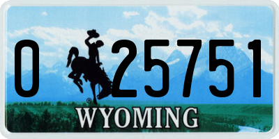 WY license plate 025751