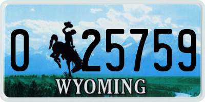 WY license plate 025759