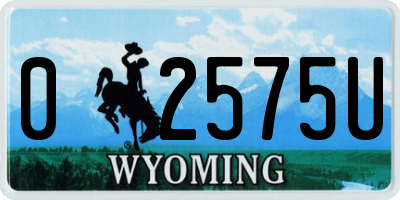 WY license plate 02575U