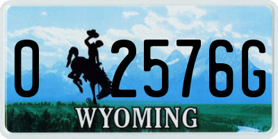 WY license plate 02576G