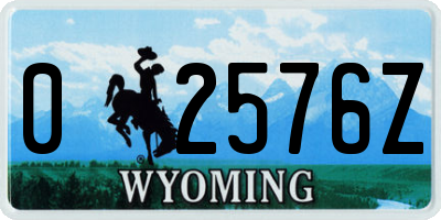 WY license plate 02576Z