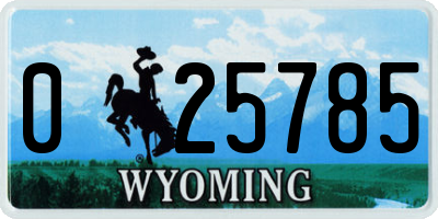 WY license plate 025785