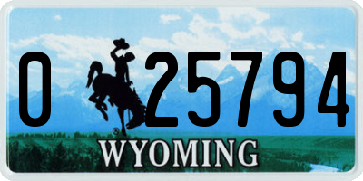 WY license plate 025794