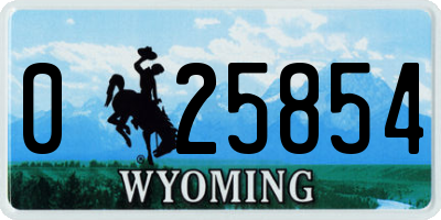 WY license plate 025854
