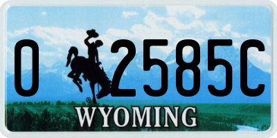 WY license plate 02585C