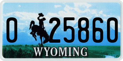 WY license plate 025860