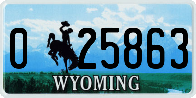 WY license plate 025863