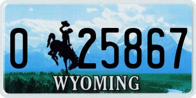 WY license plate 025867