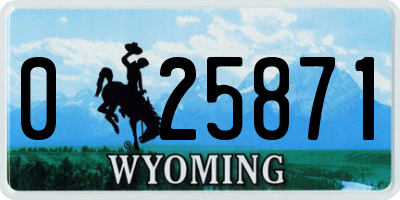 WY license plate 025871