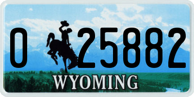 WY license plate 025882