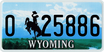 WY license plate 025886