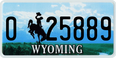 WY license plate 025889